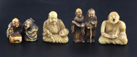 Four Japanese ivory netsuke, 19th / early 20th century, 3.5cm - 4cm